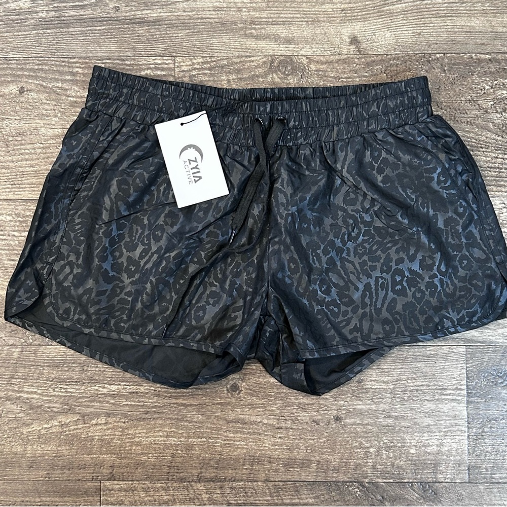 Active USA Black Leopard Women's Shorts